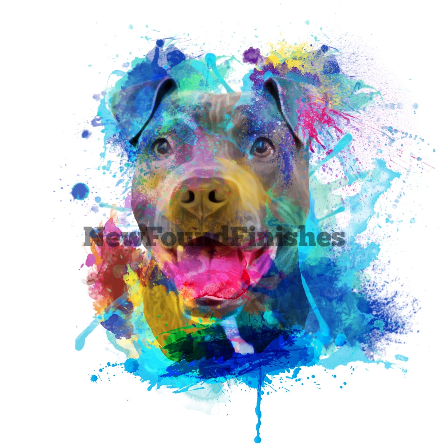 Watercolor Pit bull