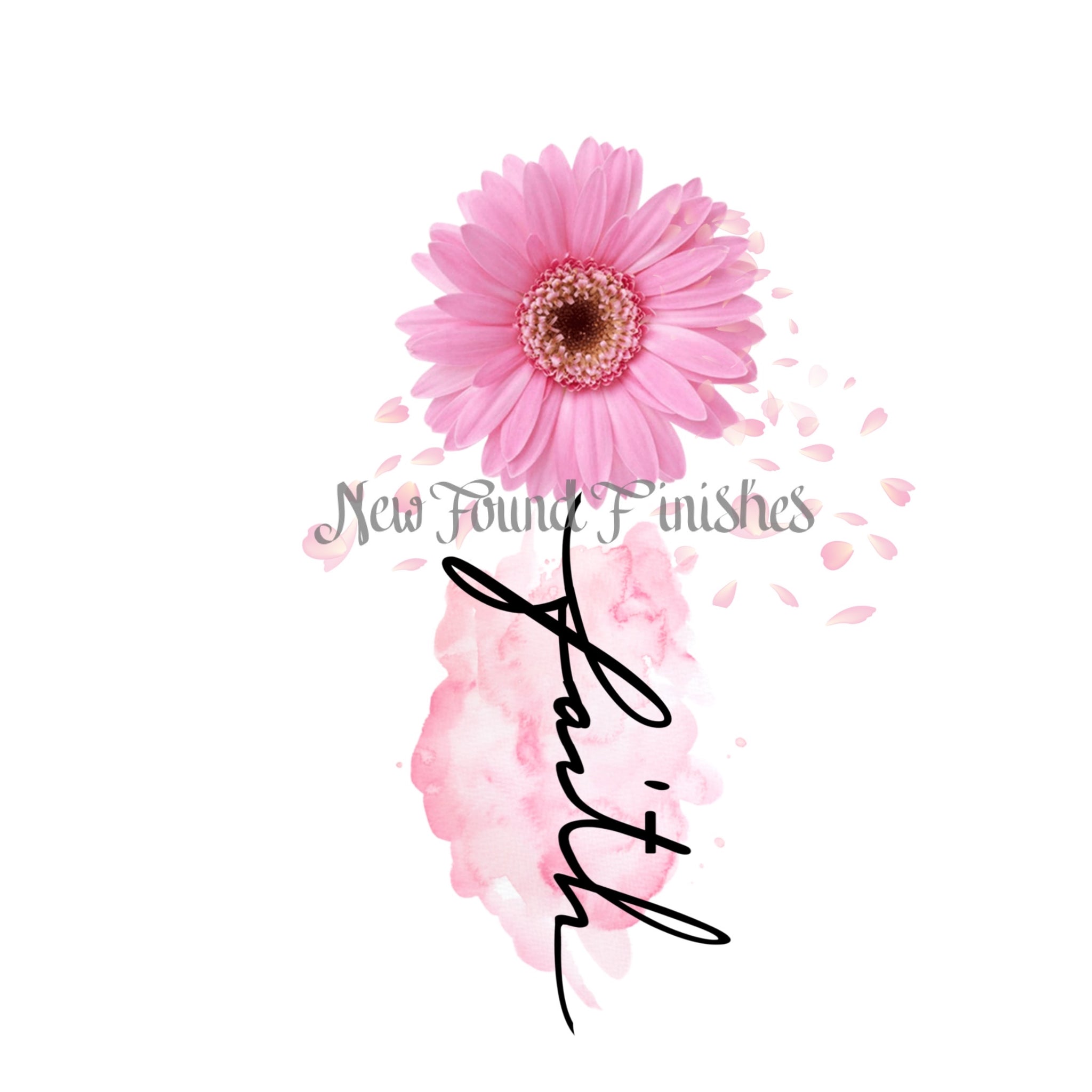 Faith pink flower watercolor