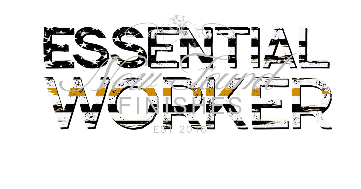 Essential worker US flag yellow line