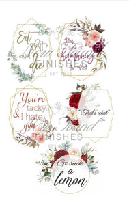 Set of 5 snarky frames