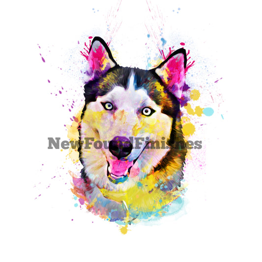 Watercolor Husky