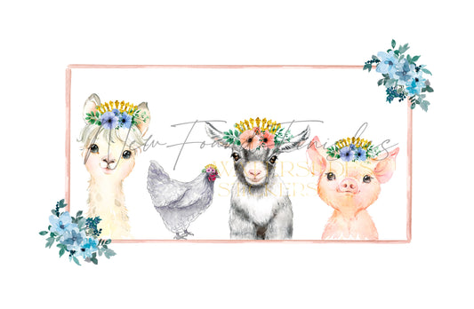 Farm animals floral 2