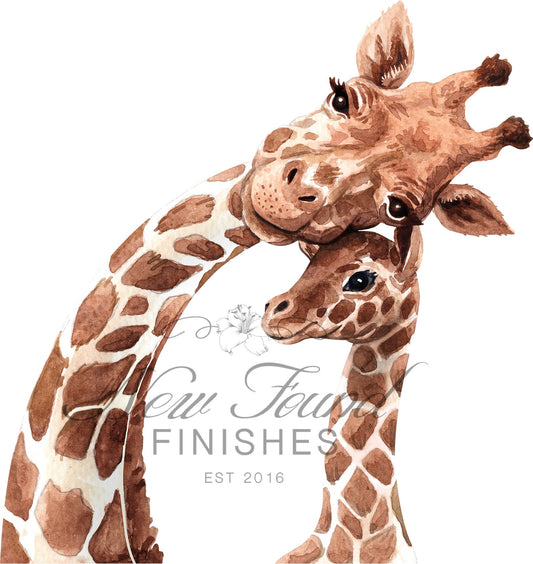 Mom and baby giraffe