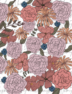 Muted mauve floral hand drawn floral  PNG