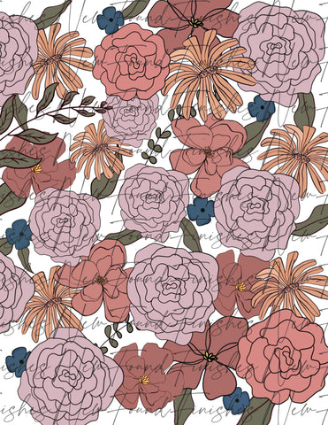 Muted mauve floral hand drawn floral  PNG