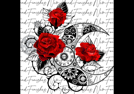 Moon and roses