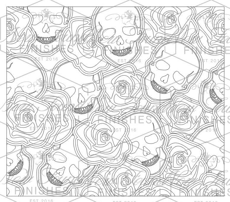 Skull and Rose Burst Template 20 OZ Skinny SVG