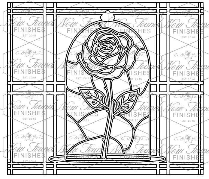 Rose under glass dome stained glass 20 OZ Skinny SVG