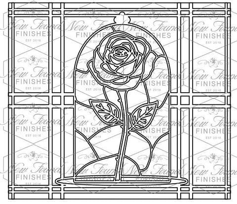 Rose under glass dome stained glass 20 OZ Skinny SVG